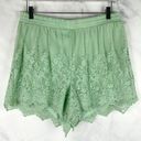 Torrid  Embroidered Lace Scalloped Pull On Shorts Elastic Waist Seafoam Boho M Photo 0