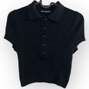 Brandy Melville Rare  BLACK Bridget Crop Knit Polo collared y2K short sleeve Top Photo 7