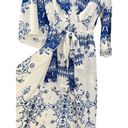 Lovers + Friends  Elbow Sleeve Floral Romper with Maxi Cover Blue White XS Photo 1