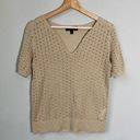 Banana Republic  Women's Small Short Sleeve Organic Cotton Pointelle Sweater Sand Photo 4