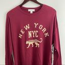 Treasure & Bond New  Maroon New York Graphic Long Sleeve Leopard T-shirt Sz Small Photo 1