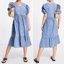 VERO MODA NWT  Puff Sleeve Seersucker Tiered Midi Dress Denim Blue Size Large NEW Photo 15