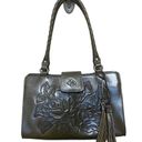 Patricia Nash  Rienzo Satchel Soft Olive Green Rose Tooled Leather Tassel Bag Photo 13