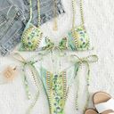 SheIn Green Paisley & Floral Side Tie Bikini Photo 3