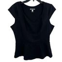 Betabrand  Black Cap Sleeve Peplum Knit Top Size XL Photo 0