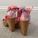 Shoedazzle Watercolor tie dye cork lace up wedges  Photo 4