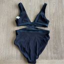 Aerie Ribbed Mix Crossover Cut Out One Piece Swimsuit in Black Size Medium NWT Photo 7