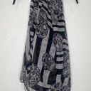 ZARA  Black/Gray-White Skull & Stripe Day of the Dead Sheer Scarf OS Polyester Photo 0