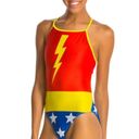 One Piece NWOT Vintage Y2K Splish Awesome Girl Thin Strap  Swimsuit / Wonder Woman Costume - 30 Photo 2