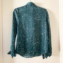 Modcloth Green & White Celestial Star Metallic Striped Button Down Blouse Photo 2