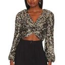 ASTR NWT  the Label Nix Sequin Long Sleeve Crop Top in Black & Rainbow sz S Photo 0