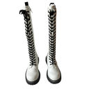 Wild Pair  Boots Ryleep White Black Combat Lace Up Tall Boot Women's Size 5M Photo 3