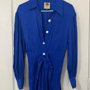 Farm Rio  Long Sleeve Button Up Shirt Dress Blue Size Small Photo 2