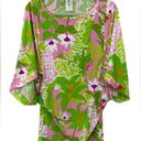 Trina Turk  La Palma Green Floral Print Tunic Swim Coverup Mini Dress Size Small Photo 2