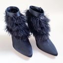 Manolo Blahnik  Black Oterala Satin & Feather Pointed Booties Size 39.5 Photo 2