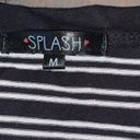 Splash 5/$25  Black & White Striped Short Sleeve Top Medium NWT Photo 3