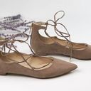 Unisa  beige suede pointed toe lace up flats size 7 Photo 0