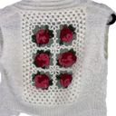 Vintage Concept Floral Rose Crochet Square Fuzzy Sweater Vest White Size M Photo 2