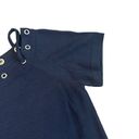 St. John  Sport Navy Blouse Shirt Top w/ Metal Grommet Classic Size Medium Womens Photo 2