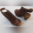 sbicca Outlast Brown Caged Genuine Leather Wood Open Toe Clogs Size 40 US 9 Photo 4