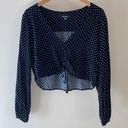 Wild Fable  polka dot button up tie front crop top Photo 2