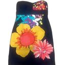 Trina Turk  Dress Women's Navy Blue With Flowers Silk Blend Strapless size 4 Photo 0