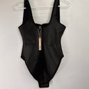 SKIMS  Rubberized Scuba Swim Scoop Neck Swimsuit Size Medium NWT Photo 2