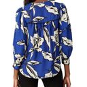 Veronica Beard  Blouse Silk Blend Milan Top in Floral Blue Black & White Sz 8 EUC Photo 2