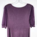 Cache  Medium Sweater Dress Purple Knit Sheer Sleeves Above Knee Shift Scoop 1296 Photo 3