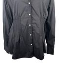 Nine West  Black Button Down 14 Ruched Gathering V-Neck New Photo 7