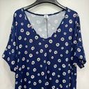 Acting Pro NEW  Blue with White & Orange Daisies Knit Oversized Shirt Dress Large Photo 3