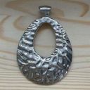 Silver Toned Hammered Metal Necklace Pendant Photo 0