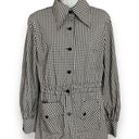 Houndstooth Vintage 70s  Jacket Women Dagger Collar Button-Up Black White Classic Photo 0