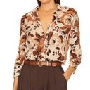 L'Agence NEW NWT L’AGENCE Camille 3/4 Sleeve Blouse In Tan Tonal Floral Print Photo 0