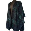 Woolrich  Green & Blue Open Front Poncho Shawl Blanket Sweater Womens One Size Photo 3