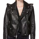 Paige  Annika Leather Moto Ruffled Jacket in Black Sz S Photo 0