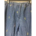 kim rogers Kim Roger Denim Cropped / Capri Sunflower Embroidered Pants Size 14 (S5) Photo 2