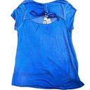 Joseph A SALE  NWT Drawstring Open Back Short Sleeve Semi-Sheer Top Blue XL Photo 2