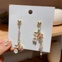 Flower Dangle Drop Earrings for Women Gold Photo 2