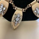 Edge Vintage   Stone Statement Necklace Rhinestones Beige Leaf Photo 2