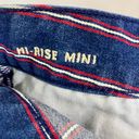 American Eagle Outfitters Women’s Hi-Rise Mini Denim Skirt Blue & Red Stripe 00 Photo 4