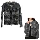 FATE. By LFD Black White Tweed Fringe Detail Cardigan Blazer Size Small Photo 9