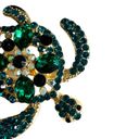 American Vintage Sea Turtle Brooch Green And Black Stones 2 inches x 2 inches Photo 2