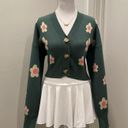 Daisy Bailey Rose Green Pink & Pale Yellow  Floral Cropped Cardigan Sweater - S Photo 13