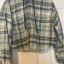 American Eagle Cropped Flannel Hoodie Photo 1