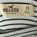 Hollister  Black/White Striped Long Sleeve Cropped Top with Cross Front Detail XS Photo 2