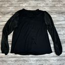 Blue Rain  Women's Long Sleeve Button Up Lightweight Blouse Black S SM Small Thin Photo 3