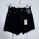 Levi's NWT Levi’s Ribcage Super High Rise Denim Shorts Frayed Hem Button Fly Black 24 Photo 0