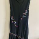 Alex Evenings Vintage long black cowl neck sequin flower embroidered formal evening maxi dress Photo 2