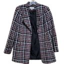 Calvin Klein  BLack White Red Tweed Career Long Open Front Jacket Blazer Sz 8P Photo 5